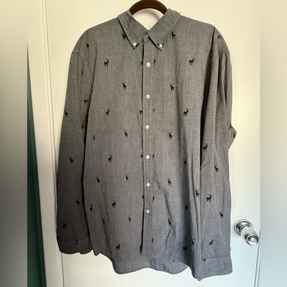 Chaps REINDEER Gray Shirt with Black Pattern
